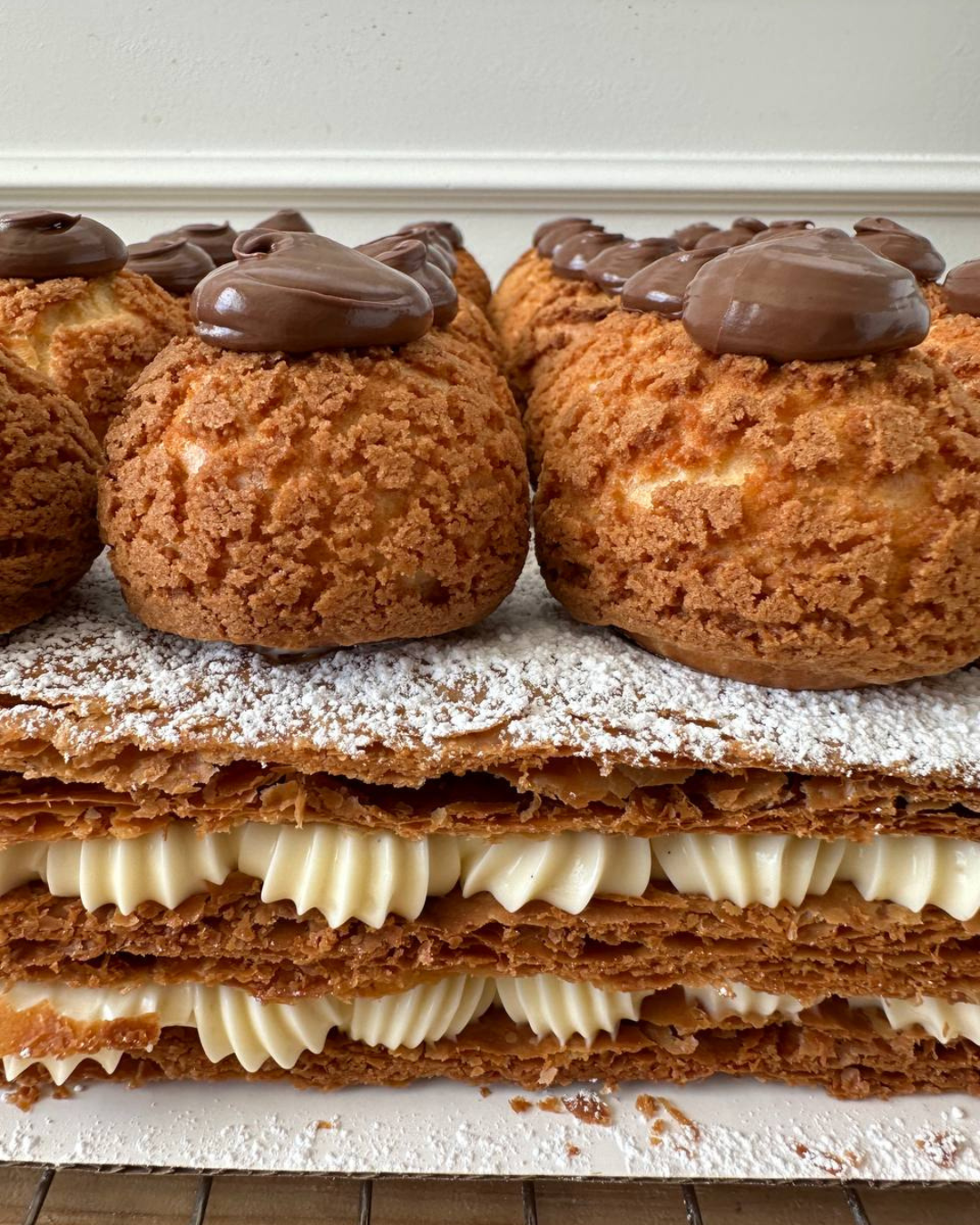 Millefoglie Pastries with Profiteroles